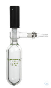 Reaction tube, 100 ml, with PTFE-valve passage 0-10 mm, overall length 250 mm,
