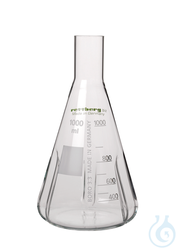 Erlenmeyer flask, 1000 ml, with 3 baffles and straight neck