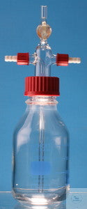 Safety gas wash bottle 500 ml with pressure / ventilation tap