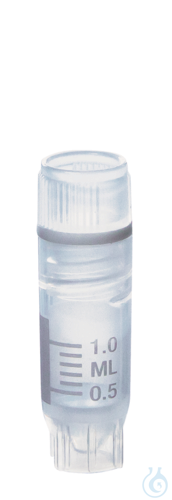 Cryogen.tube PP y-ster. screw cap PP, 1,2 ml int. thread 12,5x41 mm selfstand.