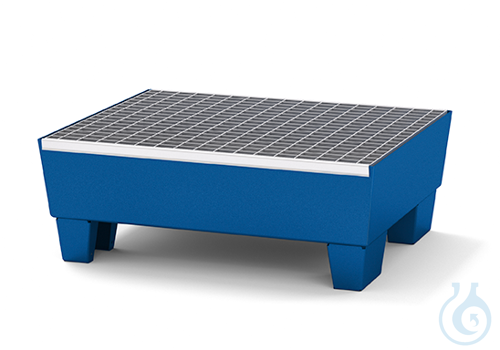 Sump pallet steel lam. blue grid galv. feet construc. V=65L, 635x785x278