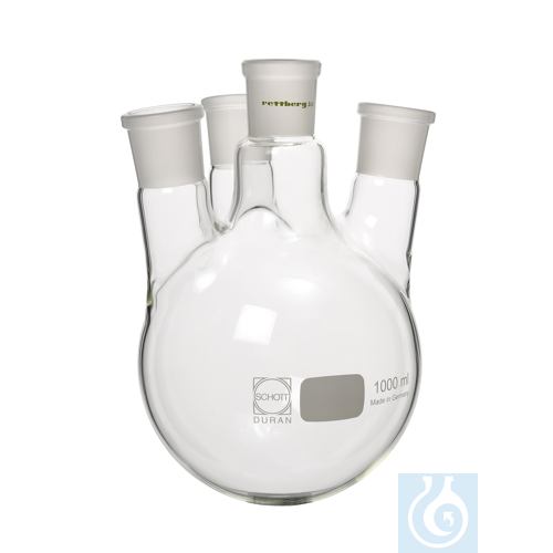 4-neck flask, 1000 ml, mn size 45/40, 3x sn size 29/32 (7°)