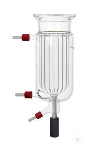Reaction vessel, 1000 ml, DN 100, with groove, round bottom, run-off valve,
