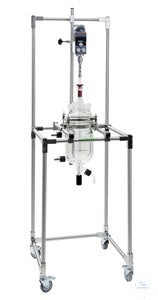Mobile rack for reaction vessels up to 6 liter, with flange holder