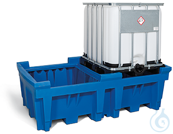 IBC station PE blue forklift accessible V=1000L, 2260x1430x720