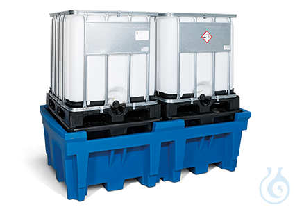 IBC station PE blue forklift accessible V=1000L, 2260x1430x745