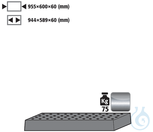 perforated insert st.steel 1.4301 raw for UB90 B1100 955x600x60