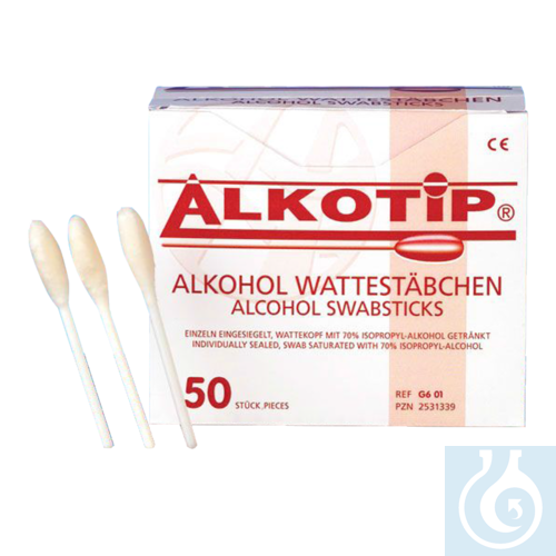 neoChoice Alkohol-Wattestäbchen mit großem Wattekopf, steril, 100 mm lang, 50 St