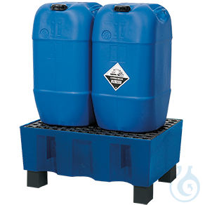 Sump pallet PE blue grid PE feet construc. V=60L, 725x525x320