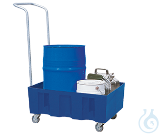 Sump pallet PE blue mobile V=60L, 725x525x330