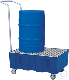 Sump pallet PE blue grid galv. mobile V=60L, 725x525x330