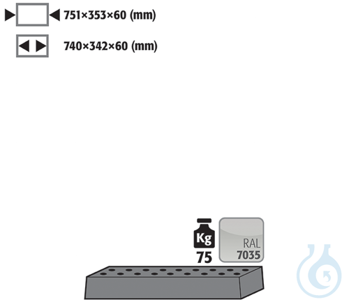perforated insert sh.steel lam. for UB90 B890/1400 D=500 751x353x60
