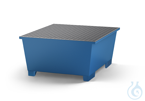 IBC-station steel lam. blue grid galv. feet construc. V=1000L, 1350x1650x710