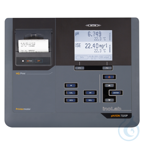 inoLab® pH/ION 7320P, Precise, menu controlled pH/mV/ISE benchtop meter, with tw