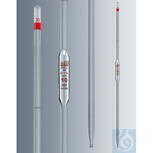 Volumetric pipettes 15 ml, class AS conformity certified