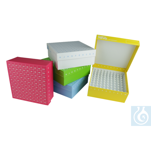 neoChoice Kryobox-5er-Set anhängendem Deckel für 81 Kryovials 1,5 ml/ 2,0 ml; gr