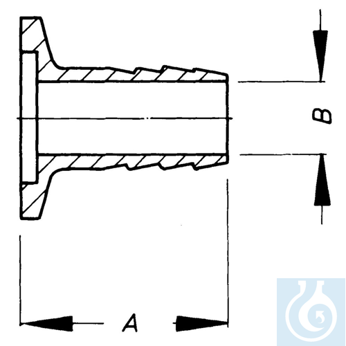 Small flange KF DN25, nozzle ID15, alum.
