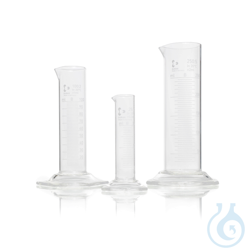 DURAN® Measuring Cylinder, hexagonal base, Class B, low form, white scale
