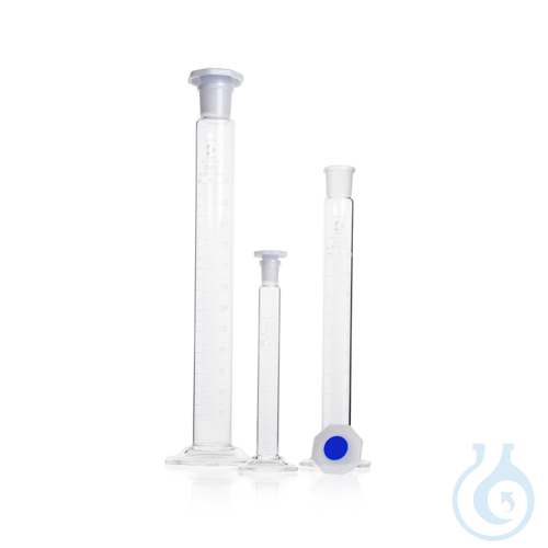 DURAN® Mixing Cylinder, hexagonal base, Class B, white scale, with graduation