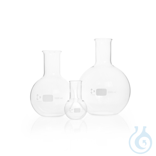 DURAN® Flat Bottom Flask, wide neck, with beaded rim