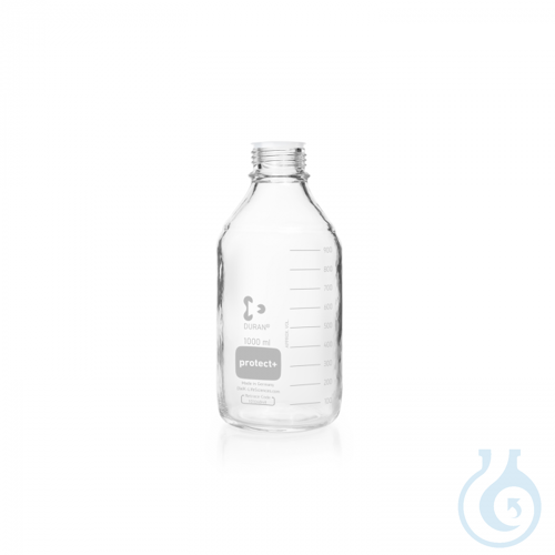DURAN® Laboratory glass bottle GL 45, clear, protect+ plastic coated (PA12),