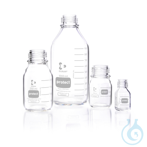 DURAN® protect Laboratory Bottle, clear, plastic safety coated, with DIN thread