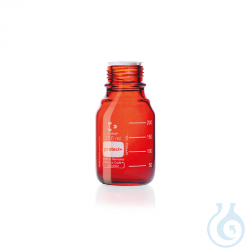DURAN® Laboratory glass bottle GL 45, Amber, protect+ plastic coated (PA12),