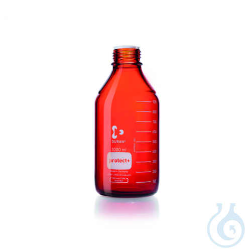 DURAN® Laboratory glass bottle GL 45, Amber, protect+ plastic coated (PA12),