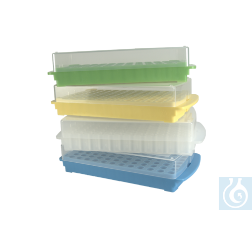 neoChoice Combi-Rack mit Schnappdeckel für 96 Reaktionsgefäße, natur