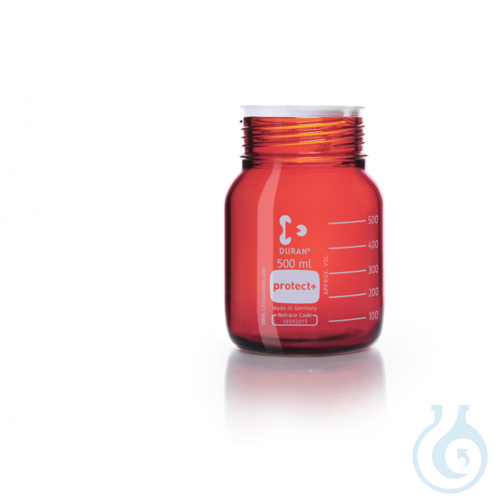 DURAN® Laboratory glass bottle GLS 80, Amber, protect+ plastic coated (PA12),