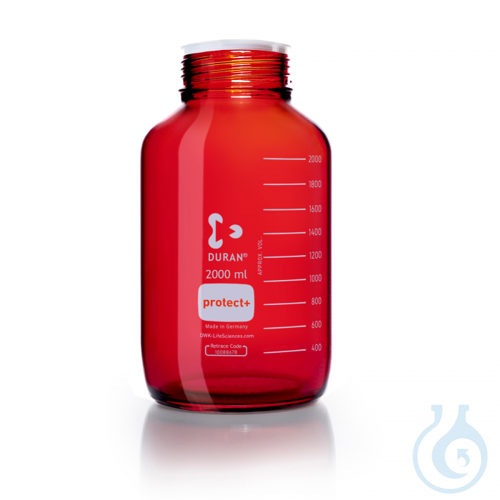 DURAN® Laboratory glass bottle GLS 80, Amber, protect+ plastic coated (PA12),