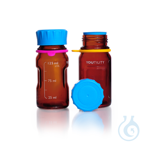 DURAN® YOUTILITY® GL 45 Laboratory Bottle, amber, with screw cap and pouring rin