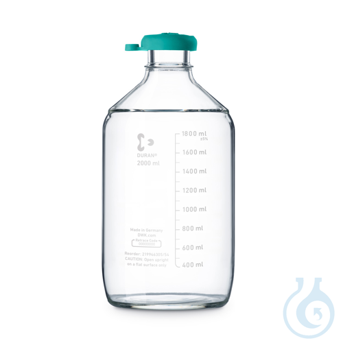 DURAN® Autoclave Bottle, Clear, 2000 mL with Push-on Cap