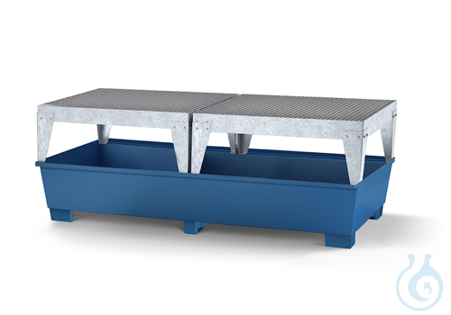 IBC-station steel lam. blue grid feet construc. V=1000L, 2200x1300x1050