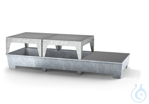 IBC-station steel galv. grid feet construc. V=1000L, 3280x1300x883