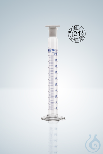 MEASURING CYLINDERS A 100 ML, CC, DURAN, POLY STOPPER