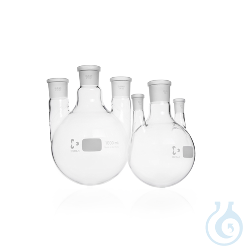 DURAN® Triple-Neck Round Bottom Flask,standard ground joint, parallel side necks