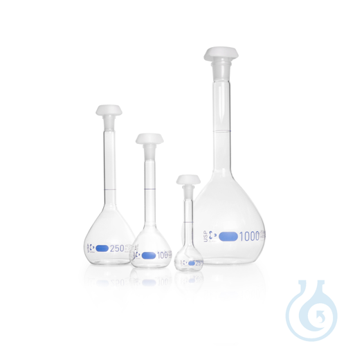 DURAN® Volumetric Flask, Class A, USP , USP individual certificate, blue pri