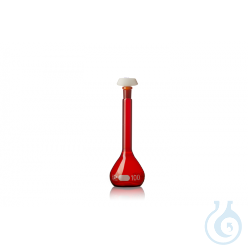 DURAN® Volumetric Flask, amber, with UKAS certificate, with polyethylene stopper