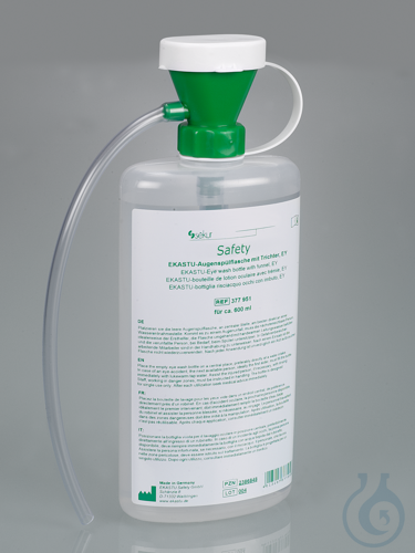 Eye rinsing bottle, PE, instruction printed on GER