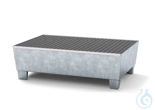Sump pallet steel galv. grid galv. feet construc. V=205L, 815x1236x355