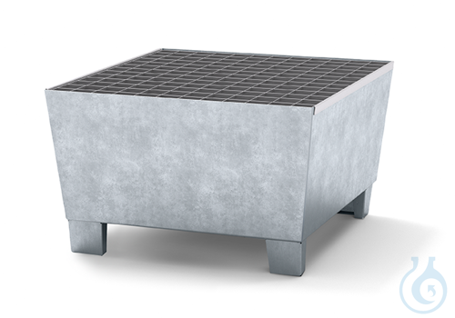 Sump pallet steel galv. grid galv. forklift pockets V=217L, 815x885x473