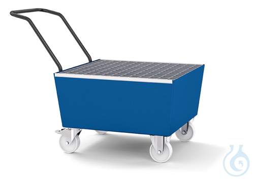 Sump pallet steel lam. blue grid galv. mobile V=217L, 1350x815x995