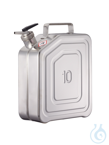 Safety can 316L, dosage spout, relief valve, 10 l