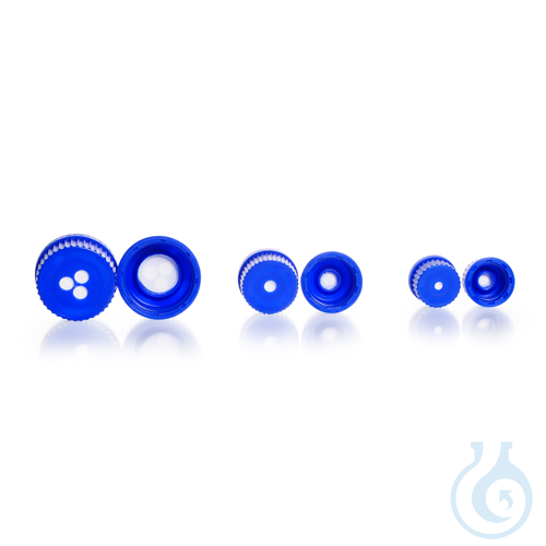 DURAN® Membrane Venting Screw Cap (PP, blue), welded-in expanded PTFE membrane