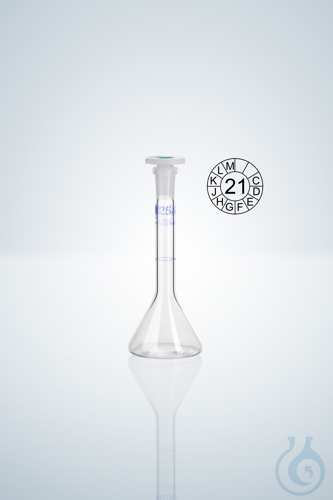 VOLUMET. FLASK A CC 20 ML, CONICAL POLYST.BL.GRAD.NS10/19
