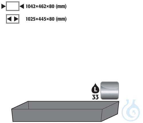 bottom collecting sump st.steel 1.4016 raw for Q90/S90 B1200 1042x507x86
