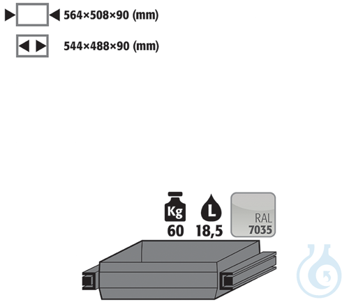 drawer sh.steel lam. for Q90/S90 B900 564x508x90