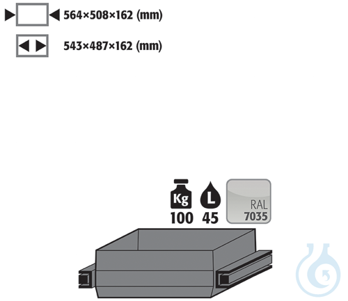 drawer (heavy duty) sh.steel lam. for Q90/S90 B900 564x508x162