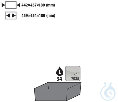 bottom collecting sump H=170 mm sh.steel lam. for Q90/S90 B600 442x507x171